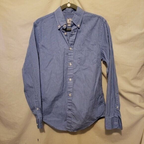 JCP Womens Sz S Blue White Striped Long Sleeve Button Down Blouse - Picture 5 of 9